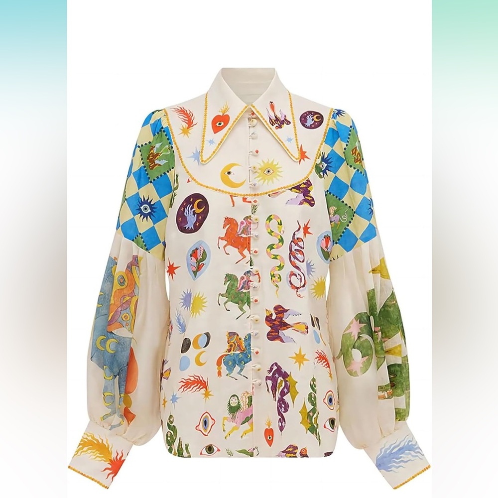 ✂️Colorful Long Puff Sleeve Top